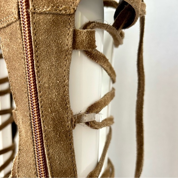 Free People Sun Seeker Tall Gladiator Sandal Brown Suede Lace-Up Size 39 NWT - Picture 11 of 13